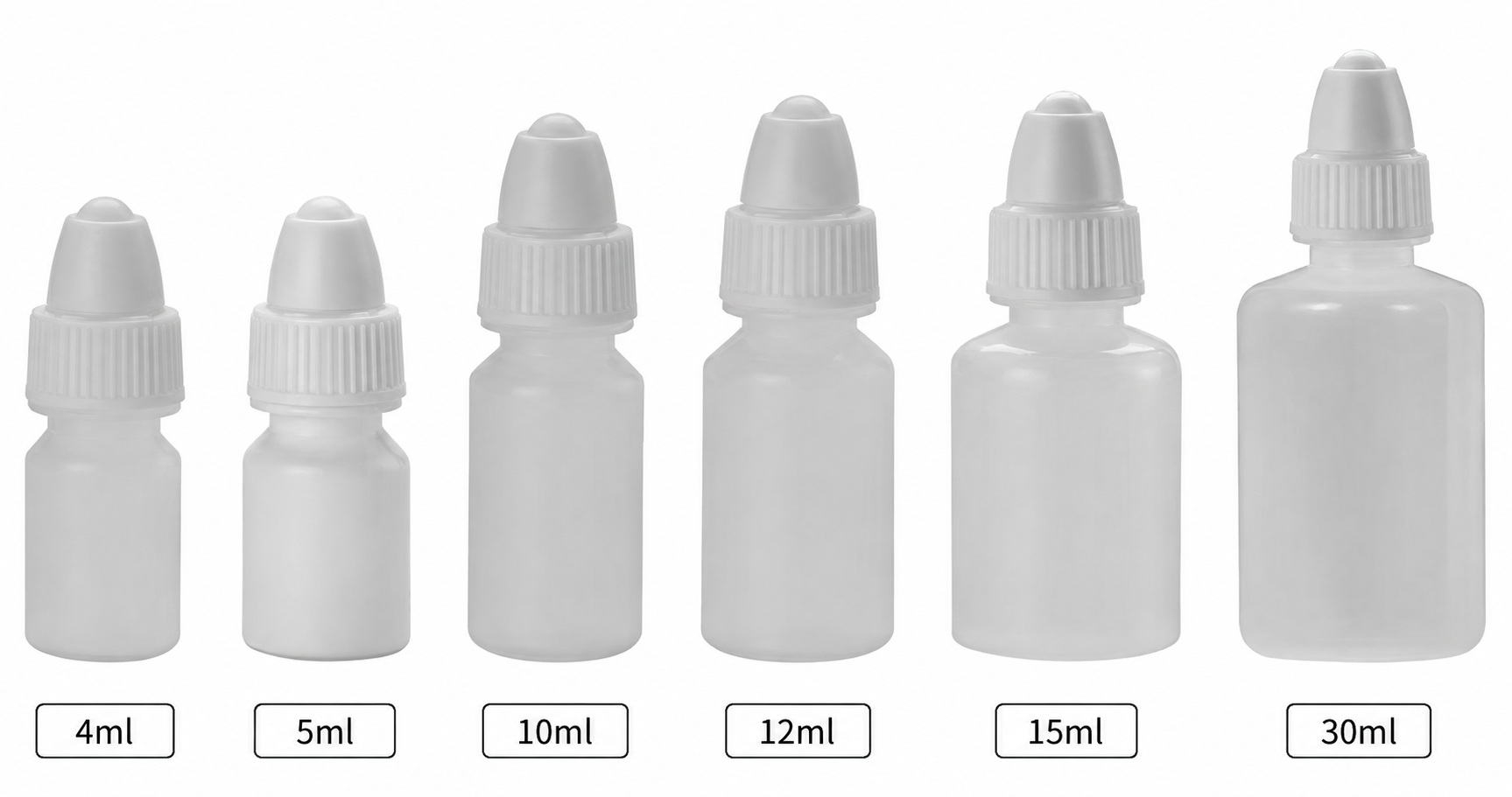 LDPE Plastic Dropper Bottles with Colored Screw Caps