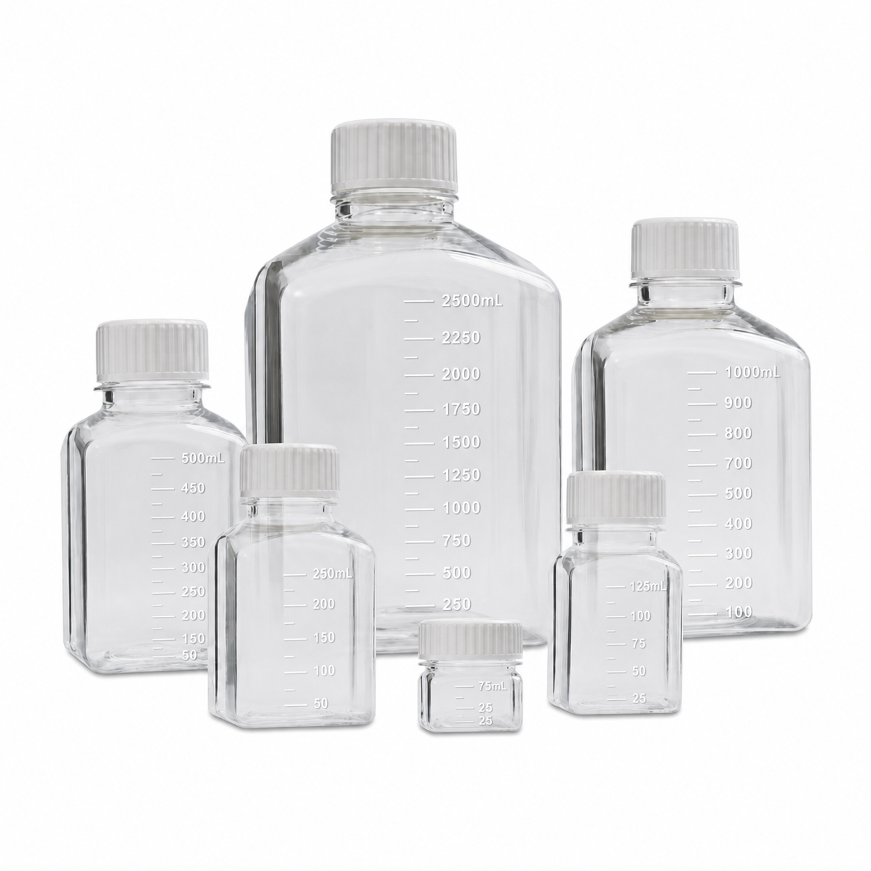 Square Polycarbonate Media Bottles