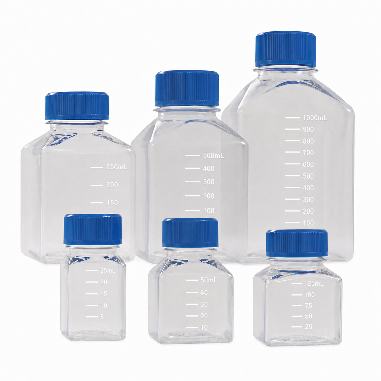 Square PET Media Bottles