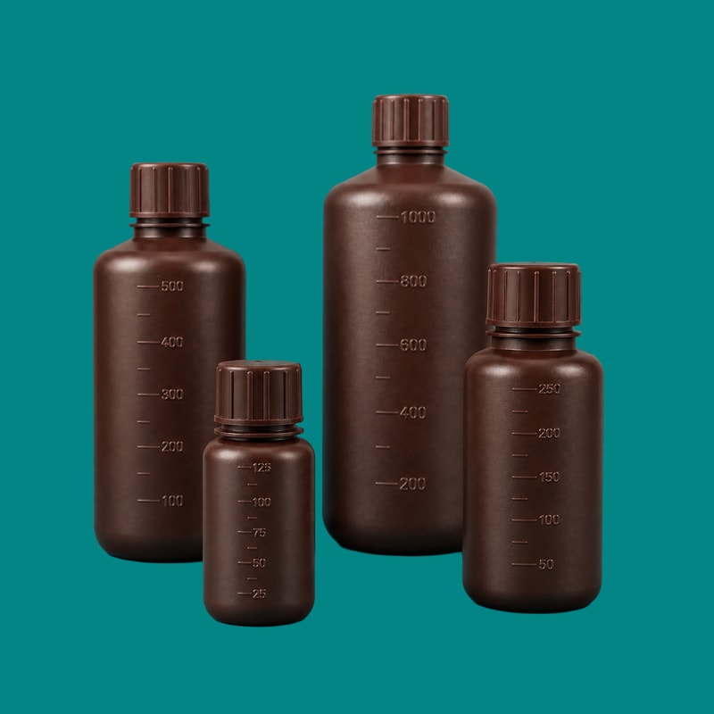 Amber HDPE Graduated Narrow-Mouth Bottles