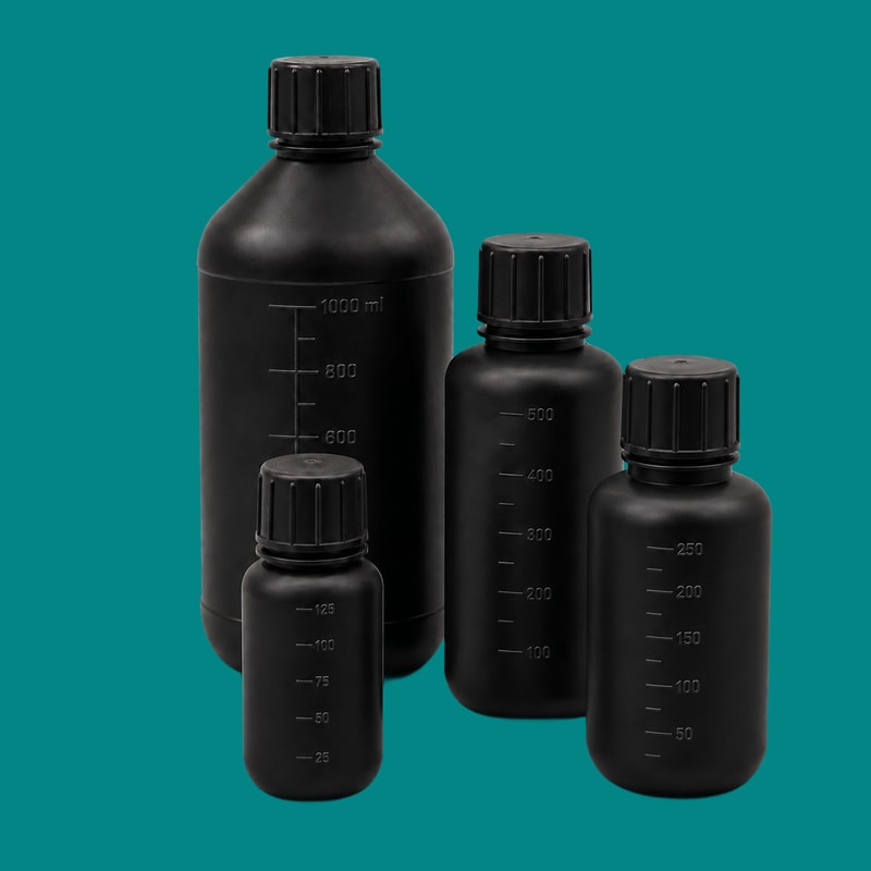 Black HDPE Narrow-Mouth Reagent Bottles