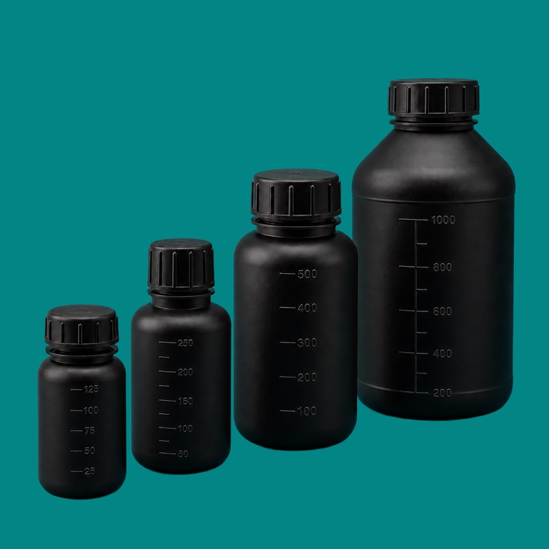 Black HDPE Graduated Wide-Mouth Bottles