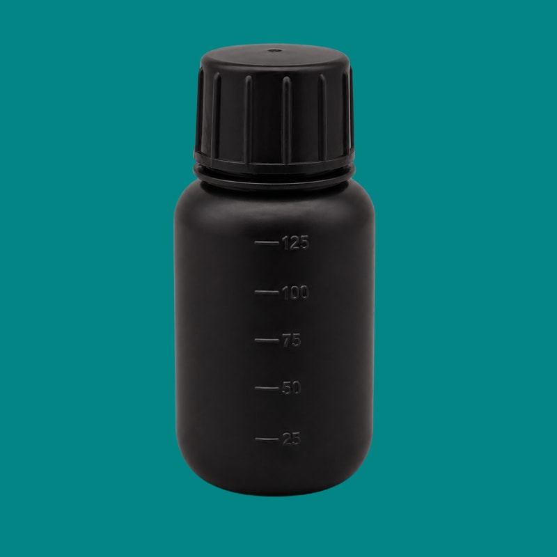 Black HDPE Narrow-Mouth Reagent Bottles — 125 mL — SKU 82266