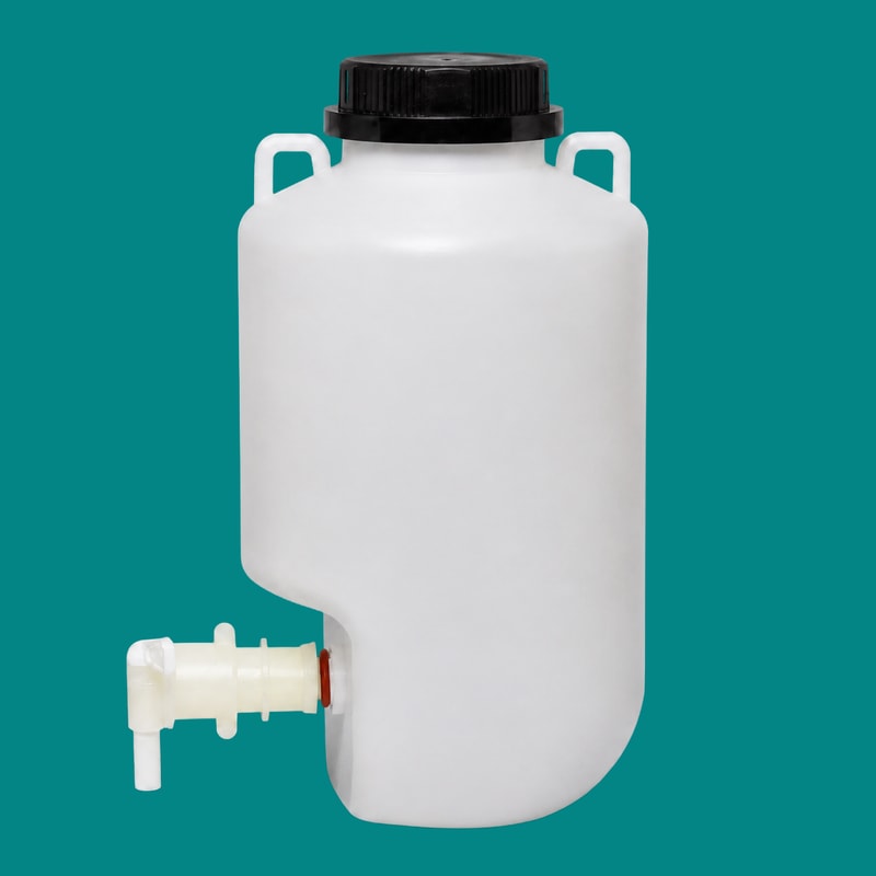 black-cap HDPE dispensing carboy — 5 L — SKU 82205
