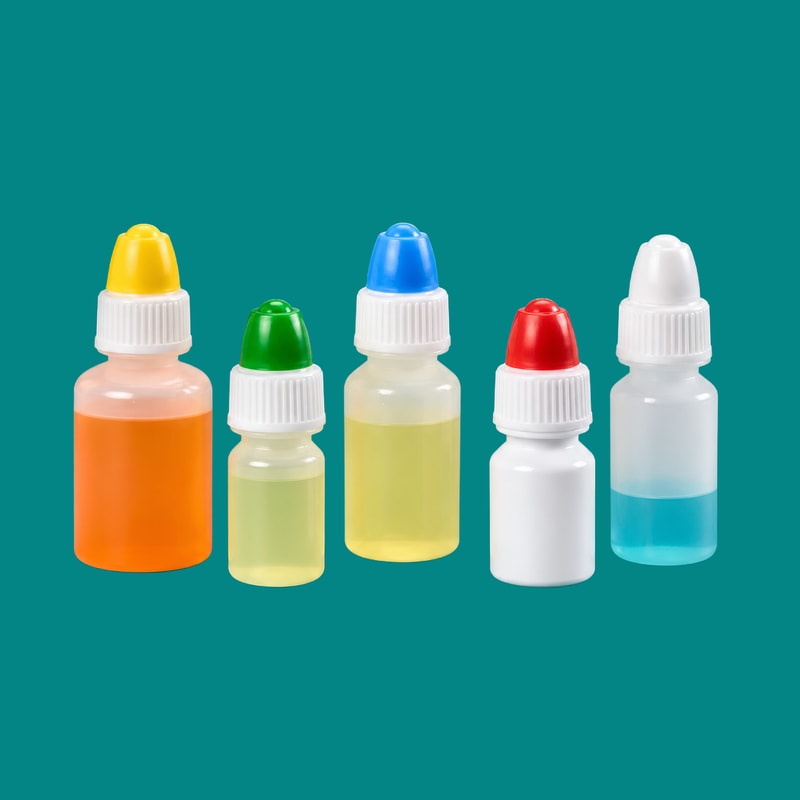 LDPE Dropper Bottles with Colored Screw Caps