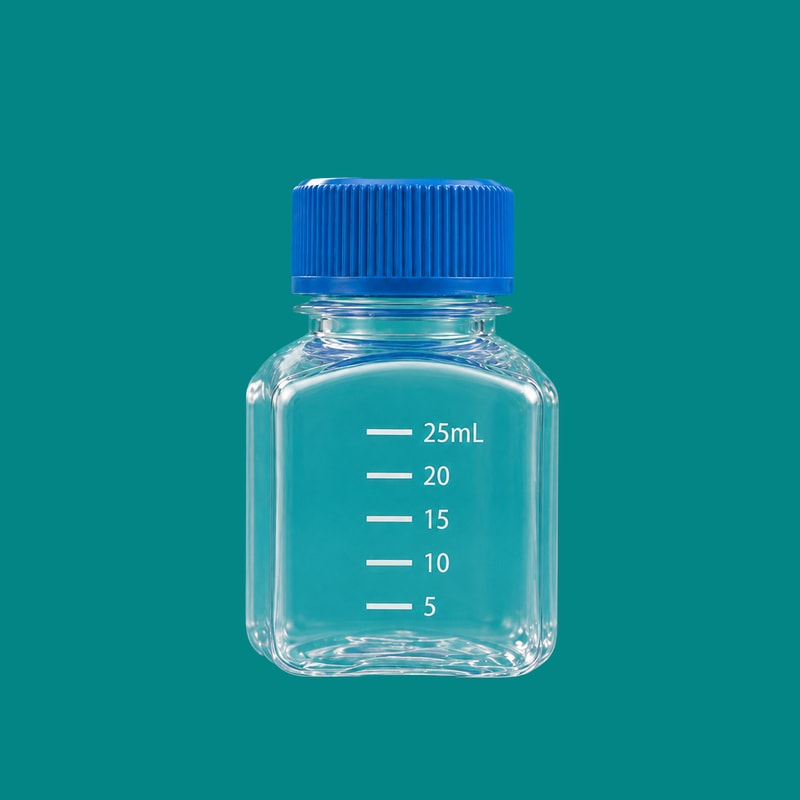 PETG square media bottle — 25 mL — SKU 82193