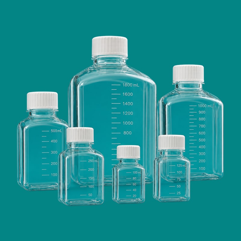 Square Polycarbonate Media Bottles
