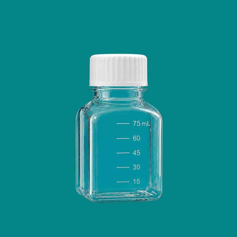 PC square media bottle — 75 mL — SKU 82119