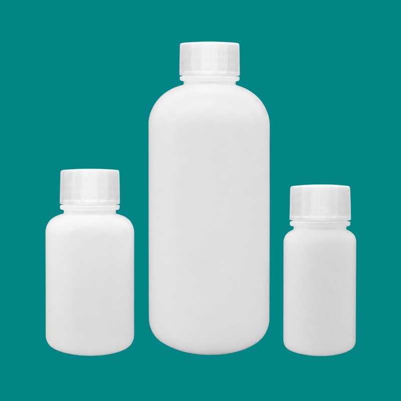 White HDPE Boston Round Bottles