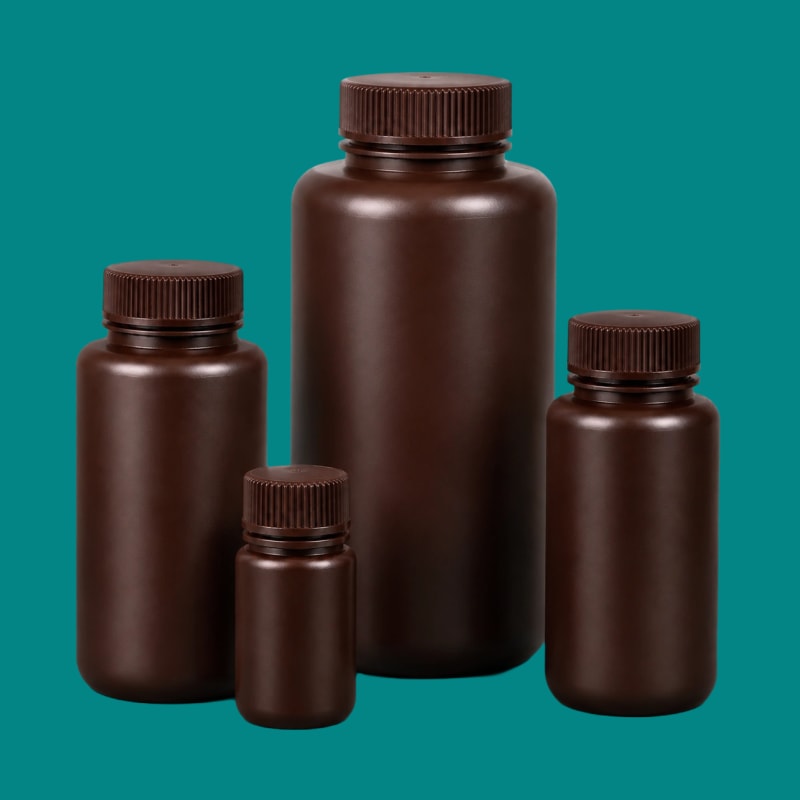 Amber HDPE Wide-Mouth Bottles